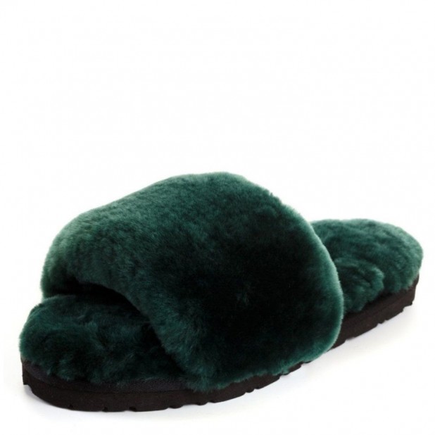UGG Fluff Slide Slippers Dark Green
