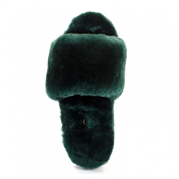 UGG Fluff Slide Slippers Dark Green