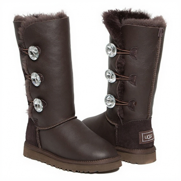 UGG Bailey Button Triplet Bling Metallic Chocolate